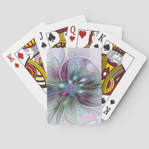 Colorful Fantasy Abstract Modern Fractal Flower Playing Cards