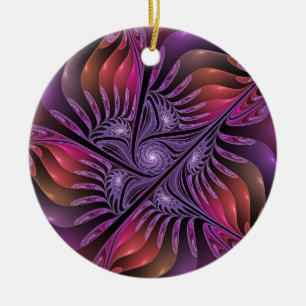 Colorful Fantasy Abstract Purple Fractal Art Ceramic Tree Decoration