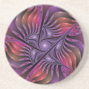 Colorful Fantasy Abstract Trippy Purple Fractal Coaster