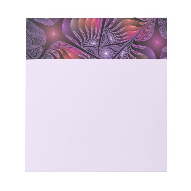 Colorful Fantasy Abstract Trippy Purple Fractal Notepad (Front)