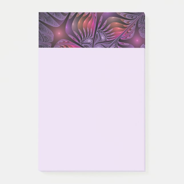 Colorful Fantasy Abstract Trippy Purple Fractal Post-it Notes (Front)