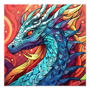 Colorful fantasy dragon photo print