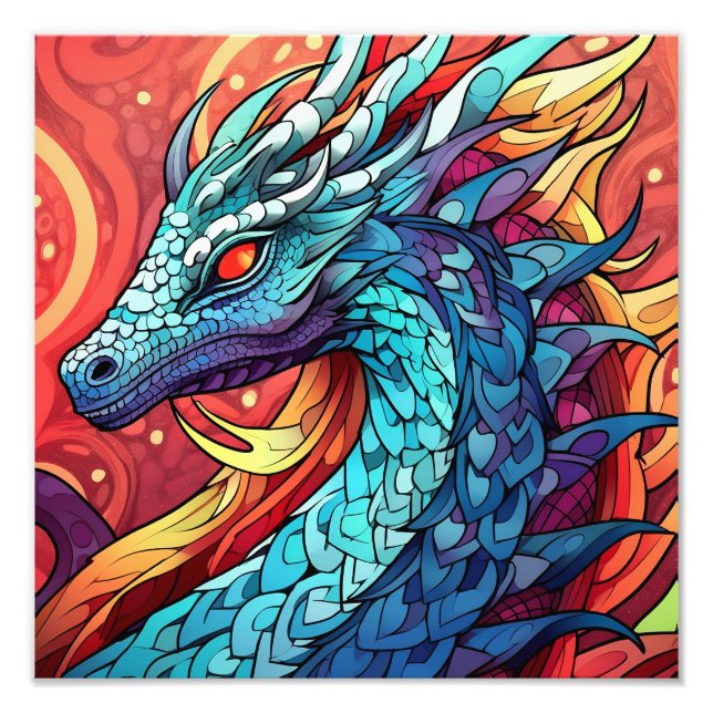 Colorful fantasy dragon photo print (Front)