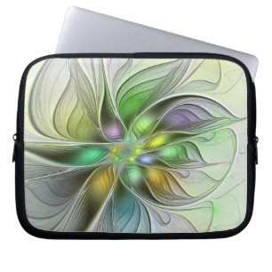 Colorful Fantasy Flower Modern Abstract Fractal Laptop Sleeve