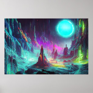 Colorful Fantasy Landscape   Alien World Poster
