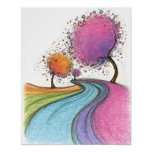 Colorful fantasy landscape with colorful path poster (Front)
