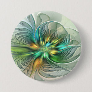 Colorful Fantasy Modern Abstract Flower Fractal 7.5 Cm Round Badge