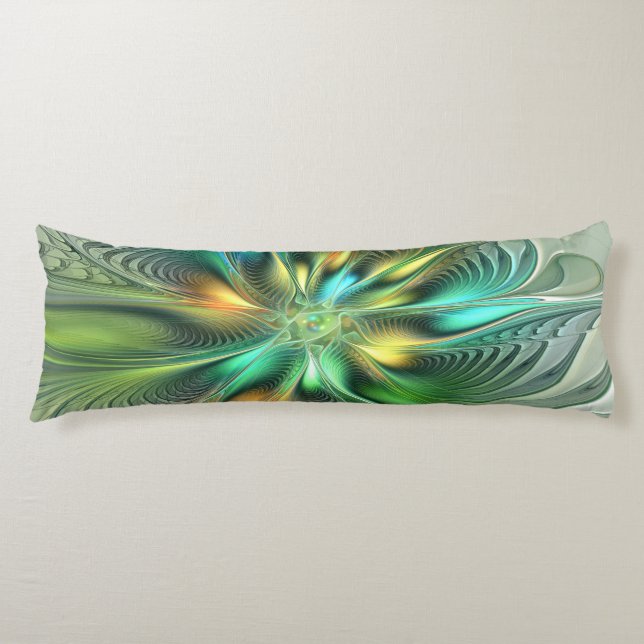 Colorful Fantasy Modern Abstract Flower Fractal Body Cushion (Front)