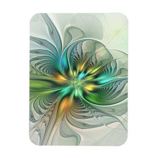 Colorful Fantasy Modern Abstract Flower Fractal Magnet (Vertical)