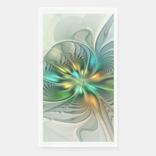 Colorful Fantasy Modern Abstract Flower Fractal Napkin