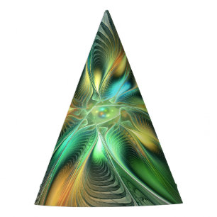 Colorful Fantasy Modern Abstract Flower Fractal Party Hat