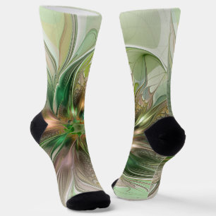 Colorful Fantasy Modern Abstract Fractal Flower Socks