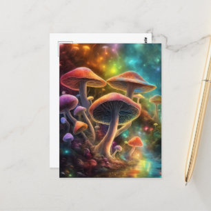 Colorful Fantasy Mushrooms Postcard