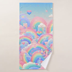 Colorful fantasy rainbow pattern bath towel
