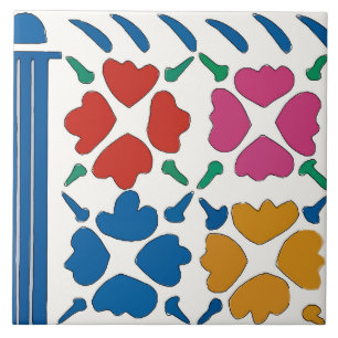 Colorful Fauvist Flowers Tile