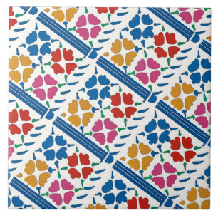 Colorful Fauvist Flowers Tile