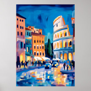 Colorful Fauvist Rome Colosseum Wall Art