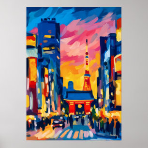 Colorful Fauvist Tokyo Skyline Wall Art