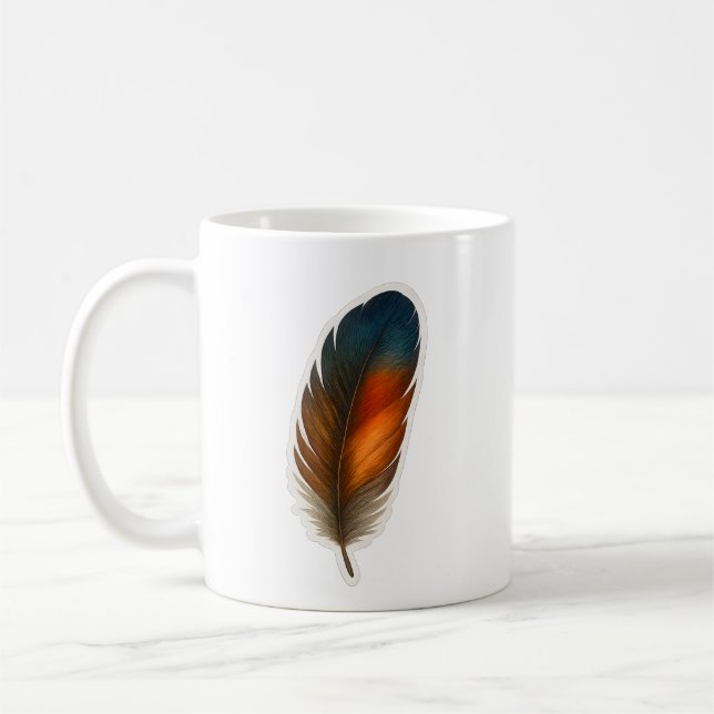 Colorful Feather Design Coffee Mug (Left)