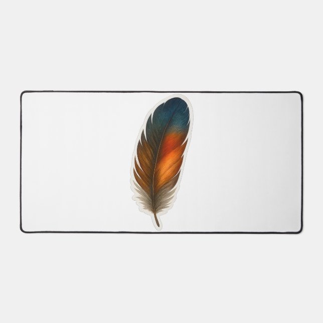Colorful Feather Design Desk Mat (Front)