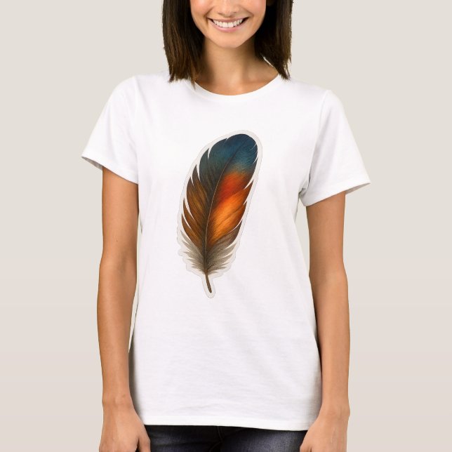 Colorful Feather Design T-Shirt (Front)
