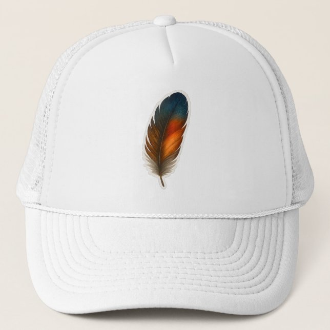 Colorful Feather Design Trucker Hat (Front)