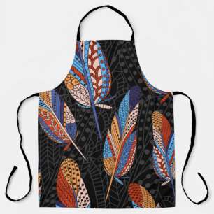 Colorful Feather Pattern Seamless Background. Apron