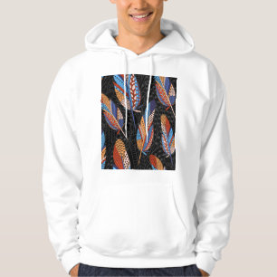 Colorful Feather Pattern Seamless Background. Hoodie