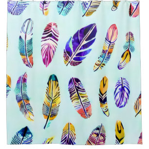 Colorful Feather Pattern Shower Curtain