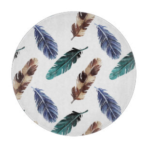 Colorful Feathers Tribal Texture Cutting Board