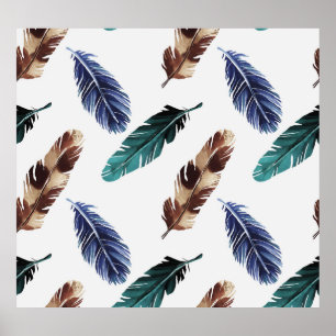 Colorful Feathers Tribal Texture Poster