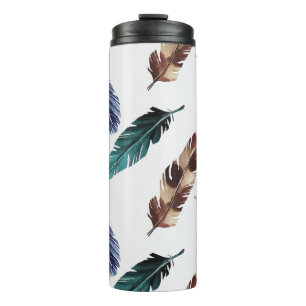 Colorful Feathers Tribal Texture Thermal Tumbler