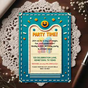 Colorful Felt Kids Birthday Party Invitation Postcard