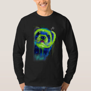 Colorful Ferret Face Watercolor T-Shirt
