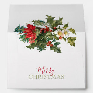 Colorful Festive Christmas Floral w/Label Envelope