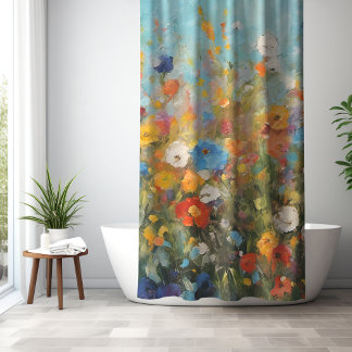 Colorful Field of Wildflowers Shower Curtain