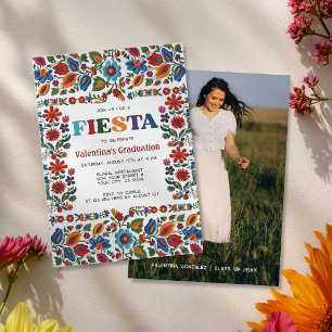 Colorful Fiesta Floral Photo Graduation Party Invitation