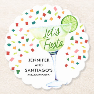 Colorful Fiesta Theme Engagement Paper Coaster