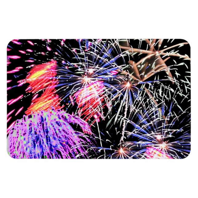 Colorful Fireworks Display Fourth of July Flexible Magnet (Horizontal)
