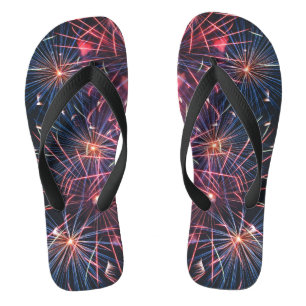Colorful Fireworks Photo Flip Flops