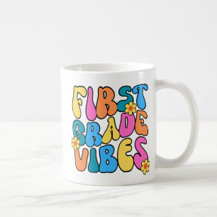 Colorful First Grade Vibes– Back to  school Retro Coffee Mug
