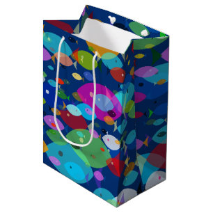 Colorful Fish Abstract Pattern Blue Medium Gift Bag