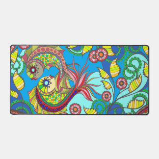 Colorful Fish & Floral Art Design Desk Mat