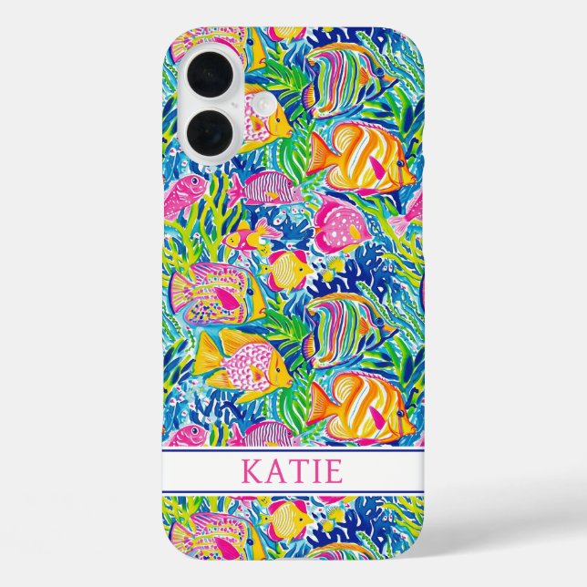 Colorful Fish Monogrammed Case-Mate iPhone Case (Back)