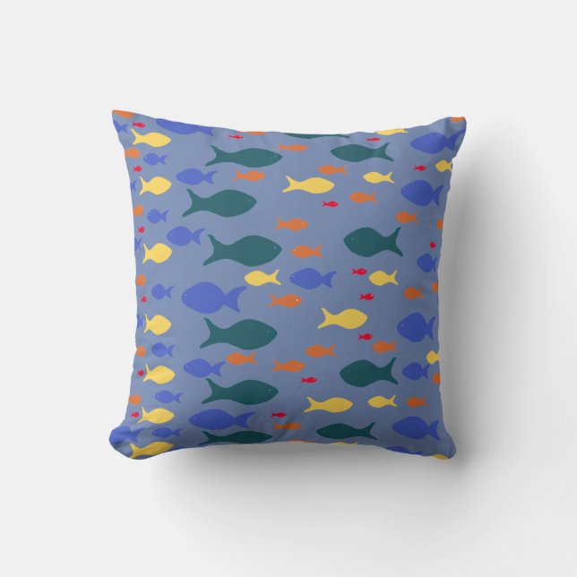 Colorful Fish Pillow Throw Cushion (Front)