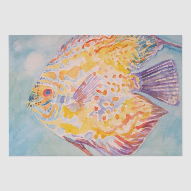 Colorful Fish Sea Pattern Watercolor Tissue  Paper (Front)