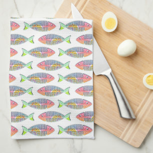 Colorful Fish Skeleton Kitchen Towel