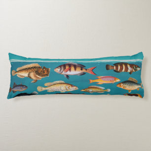 Colorful Fish Under Blue Ocean Water Body Cushion