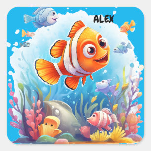 COLORFUL FISHES   SQUARE STICKER
