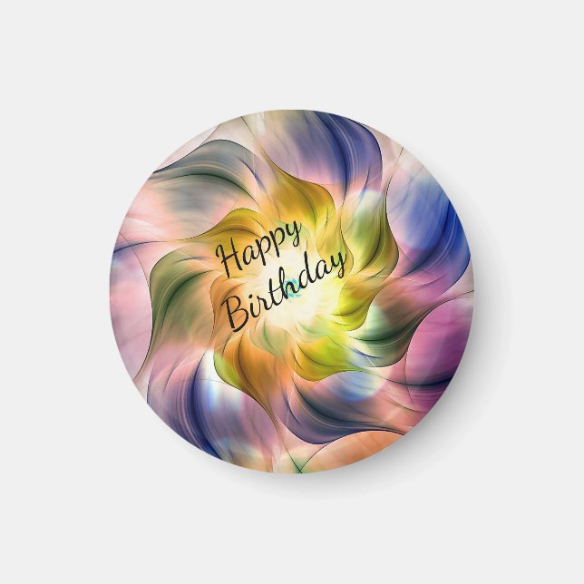 Colorful Flame Fractal Flower Magnet (Front)